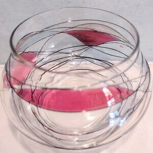 Vtg Mosaic Glass votive candleholder, 4" diam. EUC